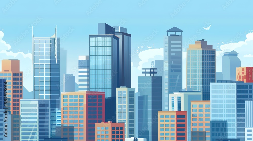 A captivating view of the background with modern commercial high - rise buildings. The buildings have sleek and stylish designs. They stand tall and proud, reaching towards the sky. There are large gl A captivating view of the background with modern commercial high - rise buildings. The buildings have sleek and stylish designs. They stand tall and proud, reaching towards the sky. There are large gl
