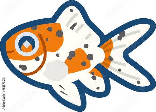 かわいい金魚（朱文金）のイラスト