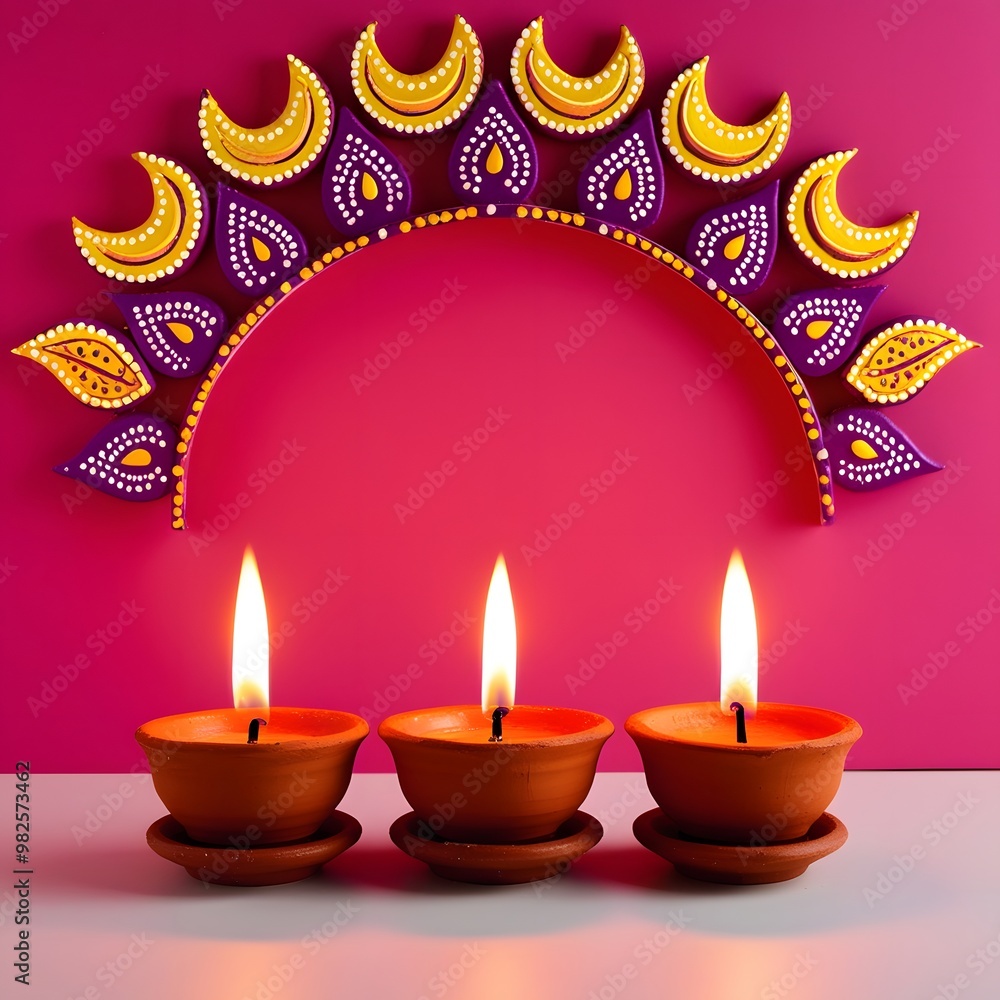 Diwali festival of lights holiday design with paper cut style of Indian Rangoli and hanging diya - oil lamp. Place for text. Vector illustration. Diwali festival of lights holiday design with paper cut style of Indian Rangoli and hanging diya - oil lamp. Place for text. Vector illustration.
