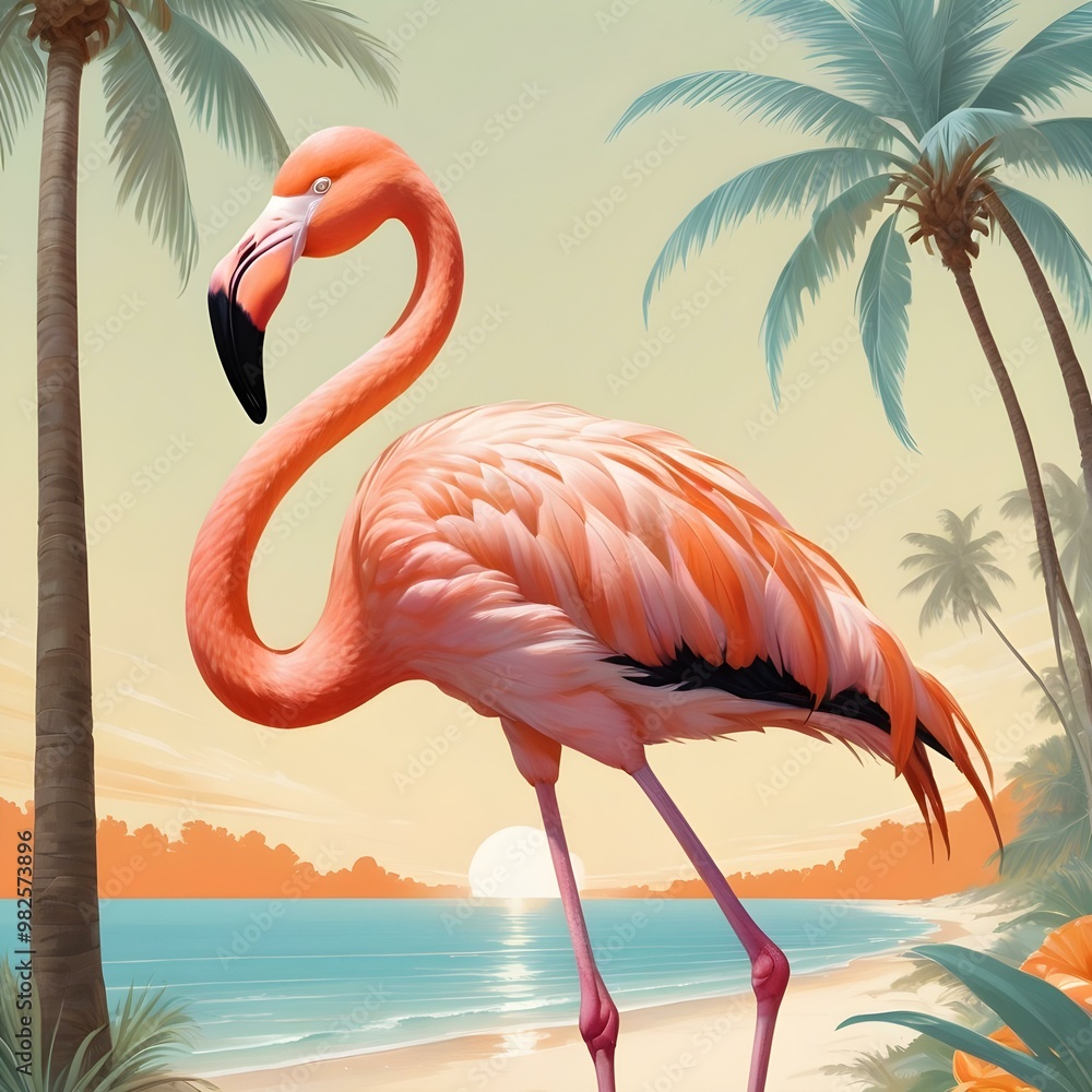 Fototapeta premium flamingos in the water