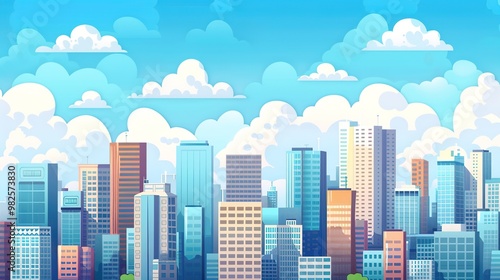 A captivating view of the background with modern commercial high - rise buildings. The buildings have sleek and stylish designs. They stand tall and proud, reaching towards the sky. There are large gl