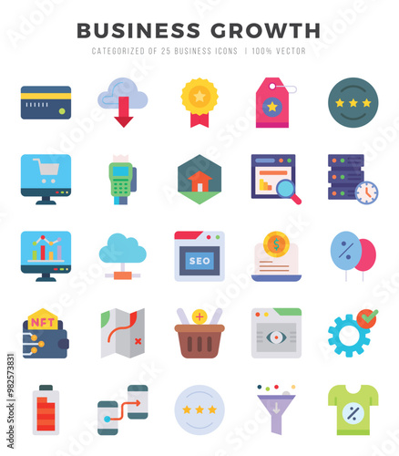 Business Growth Icon Pack 25 Vector Symbols for Web Design.