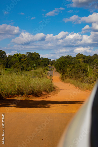 Rural road in Brazil seen from a car window photo