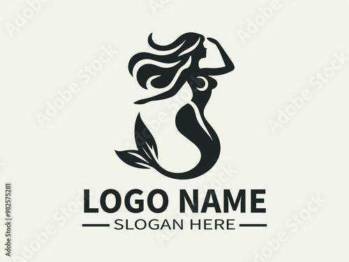 Mermaid Logo Design: A magical and enchanting logo featuring a beautiful mermaid, perfect for ocean-themed businesses, beauty brands, and anything related to fantasy.