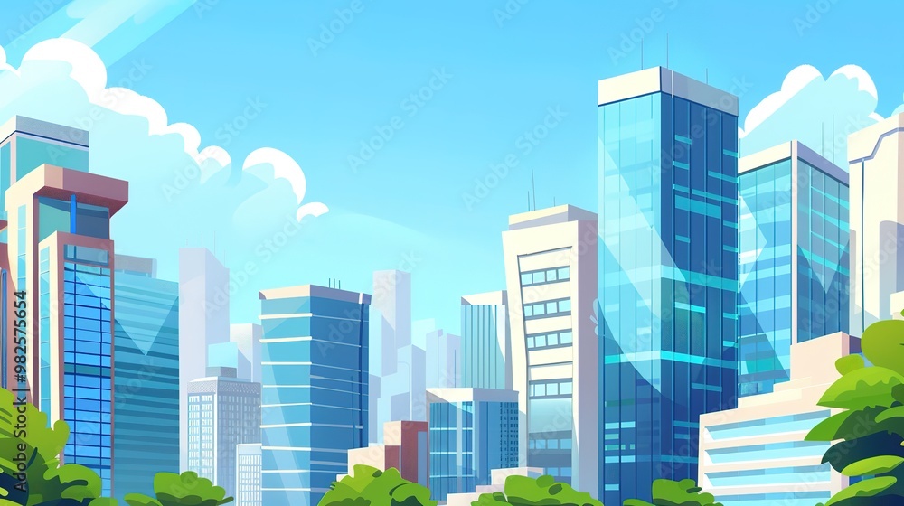 A captivating view of the background with modern commercial high - rise buildings. The buildings have sleek and stylish designs. They stand tall and proud, reaching towards the sky. There are large gl A captivating view of the background with modern commercial high - rise buildings. The buildings have sleek and stylish designs. They stand tall and proud, reaching towards the sky. There are large gl