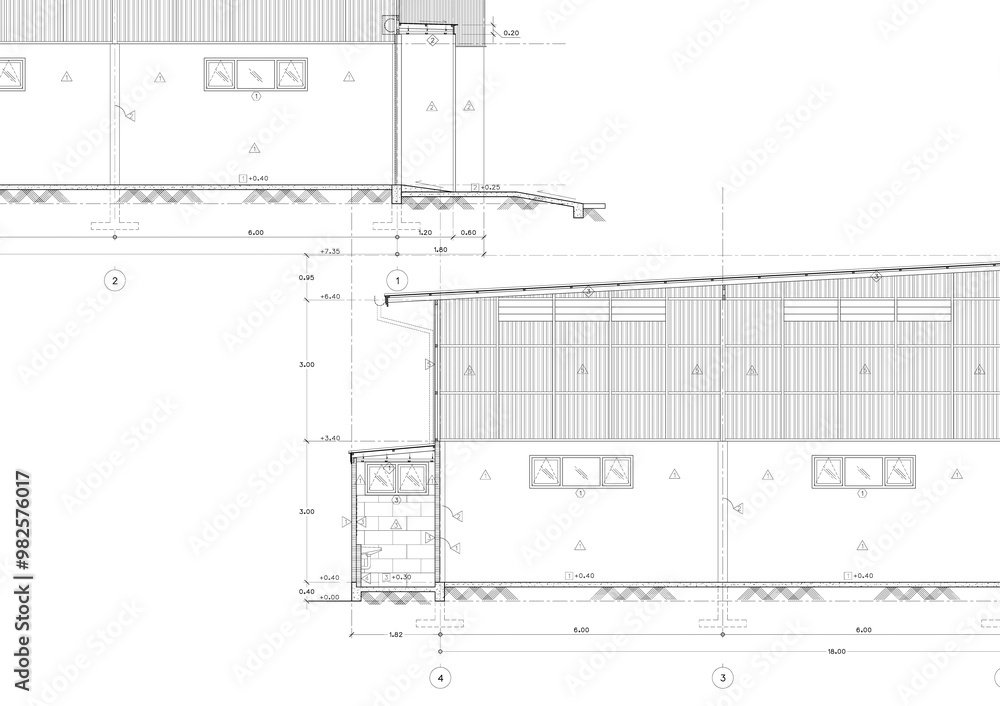 Floor plan designed building on the drawing. Floor plan designed building on the drawing.