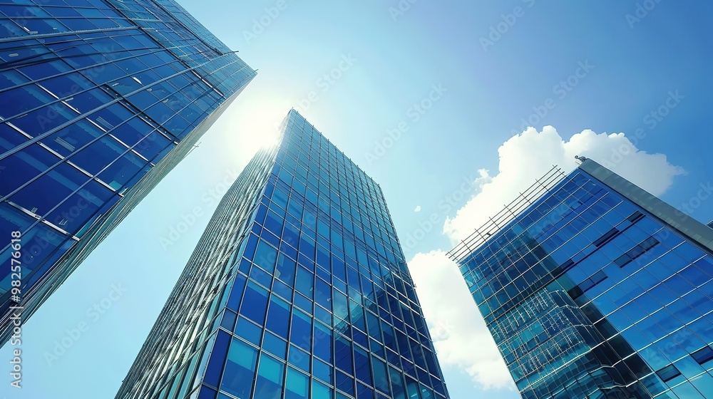 A captivating view of the background with modern commercial high - rise buildings. The buildings have sleek and stylish designs. They stand tall and proud, reaching towards the sky. There are large gl A captivating view of the background with modern commercial high - rise buildings. The buildings have sleek and stylish designs. They stand tall and proud, reaching towards the sky. There are large gl