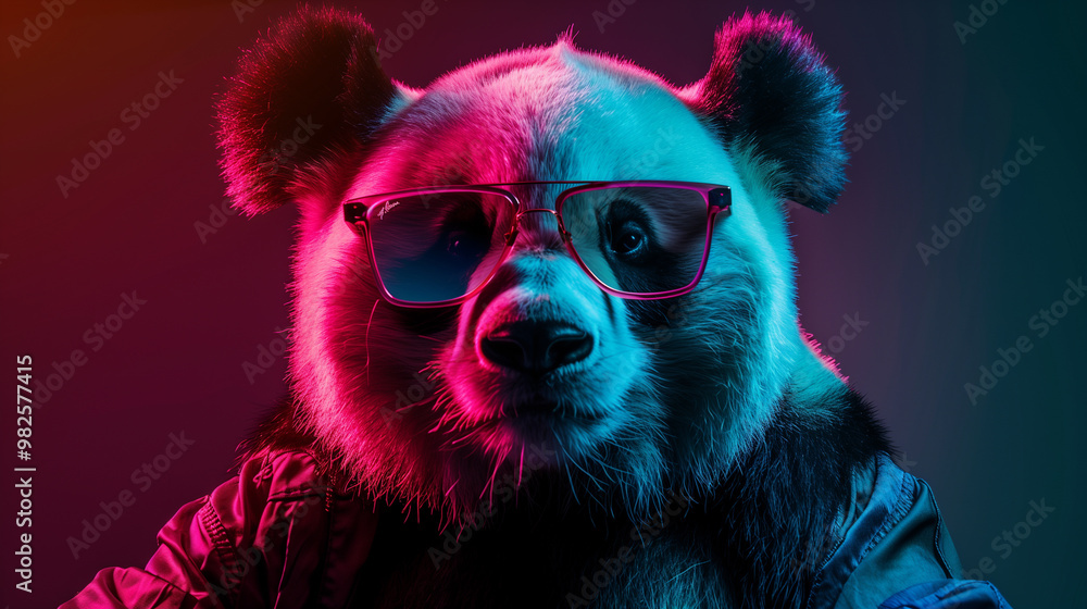 Cool fashion panda with a jacket and sunglasses Cool fashion panda with a jacket and sunglasses
