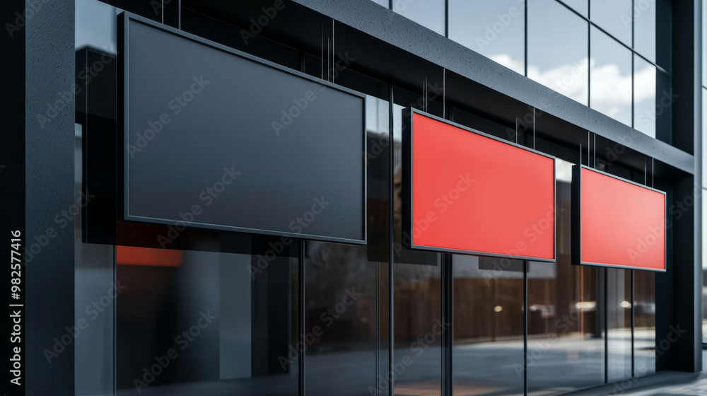 A tech store storefront mockup with massive Black Friday sale signs hanging from the glass windows, highlighting deep discounts on gadgets and electronics. A tech store storefront mockup with massive Black Friday sale signs hanging from the glass windows, highlighting deep discounts on gadgets and electronics.