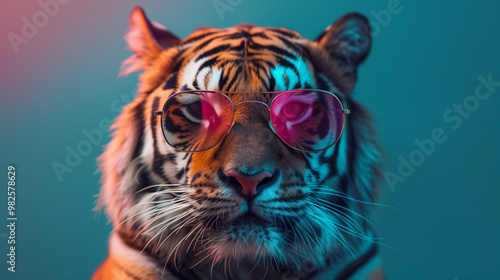 Cool tiger with sunglasses