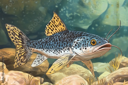 Illustration of a Spotted Raphael Catfish photo