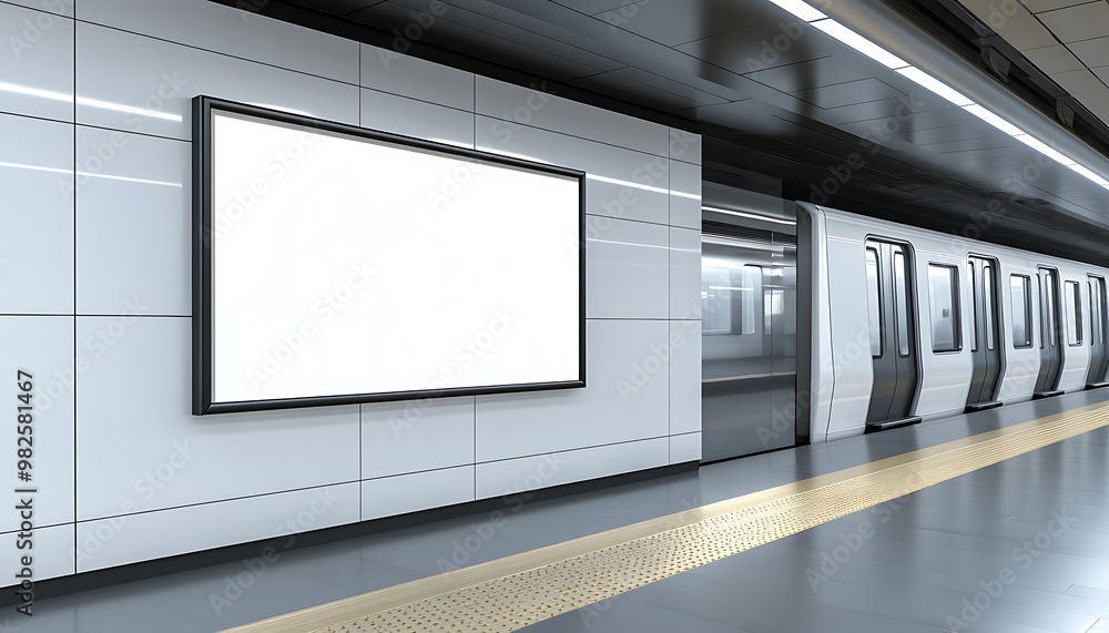 Blank Billboard in Subway Station Blank Billboard in Subway Station
