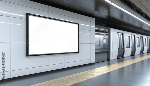 Blank Billboard in Subway Station