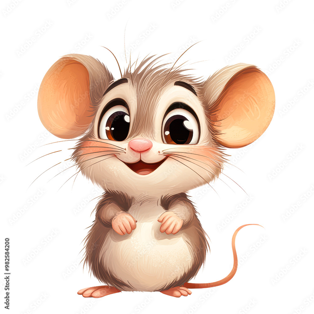 Cute animated cartoon mouse with big eyes and ears isolated on transparency PNG background, smiling, Perfect for children's media, educational materials, or mascot branding Cute animated cartoon mouse with big eyes and ears isolated on transparency PNG background, smiling, Perfect for children's media, educational materials, or mascot branding