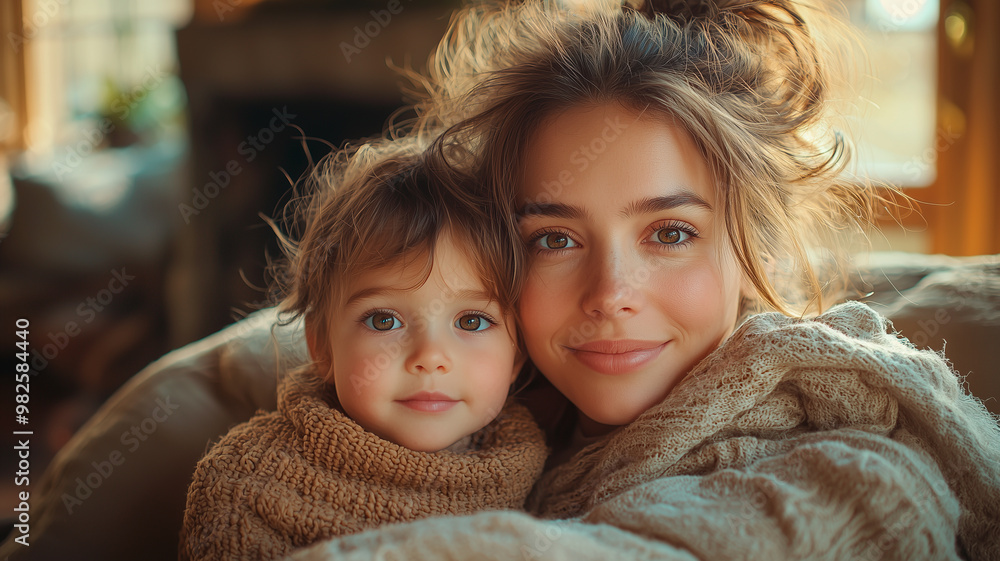 Tender Mother-Child Moment: A Cozy Embrace at Home Tender Mother-Child Moment: A Cozy Embrace at Home