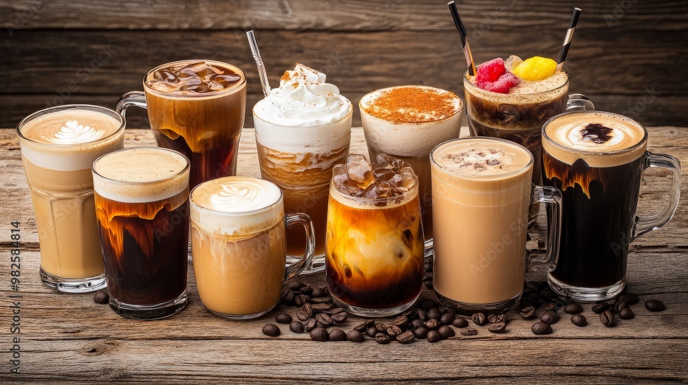 Assortment of Iced Coffee Drinks Assortment of Iced Coffee Drinks