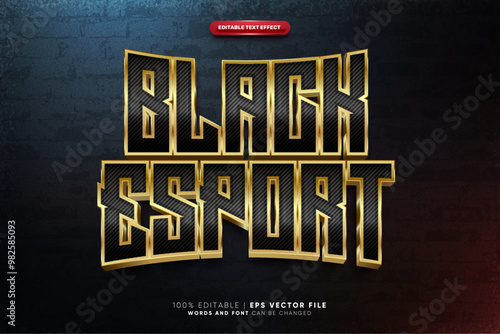 Black Gold Esport 3D Editable Text Effect