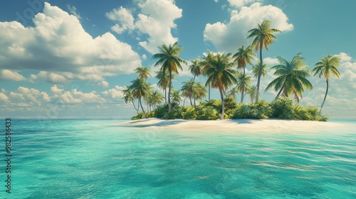 Tropical Paradise: Palm Trees on a Secluded Island