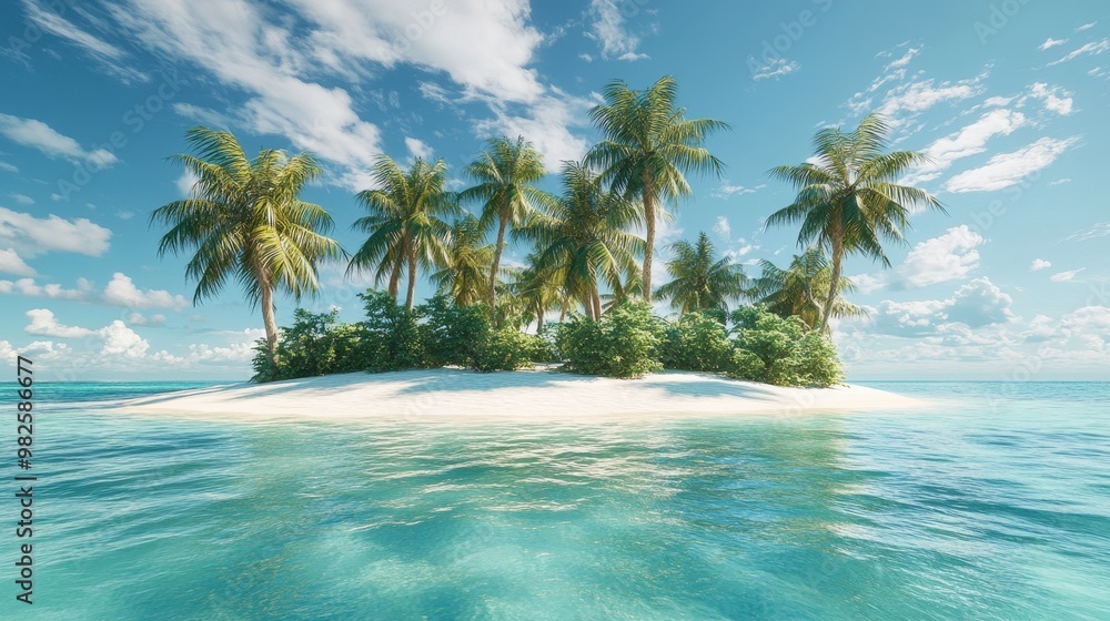 Tranquil Tropical Island with Palm Trees Tranquil Tropical Island with Palm Trees