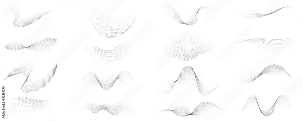 Swoosh dot elements, waving halftone set, curving pop art circle round cocmic texture symbol. Swoosh dot elements, waving halftone set, curving pop art circle round cocmic texture symbol.