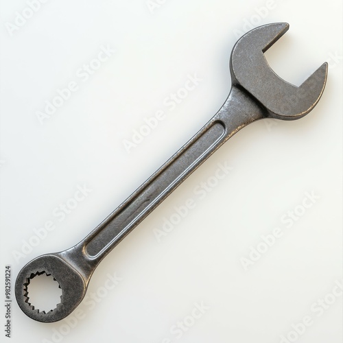 The image shows a close-up of a wrench against a white background.