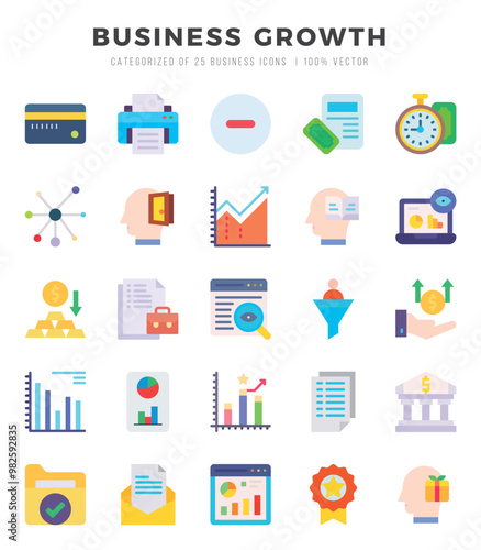 Business Growth icons set for website and mobile site and apps.