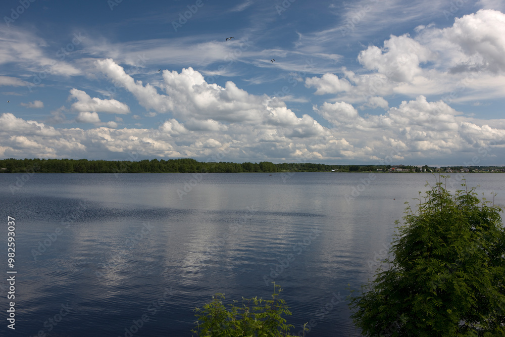 Russia Karelia Lake Onega on a cloudy summer day Russia Karelia Lake Onega on a cloudy summer day