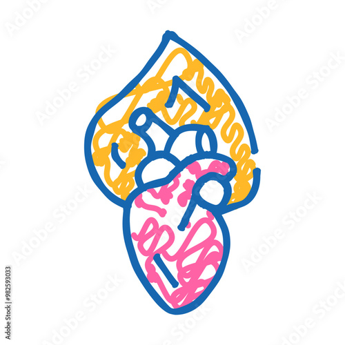 burning heart doodle icon sketch vector. burning heart sign. isolated symbol illustration