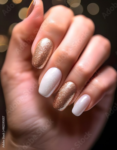 Wallpaper Mural Firefly Close-up of a hand with French tips, featuring subtle glitter and elegant curves for a moder (6) Torontodigital.ca