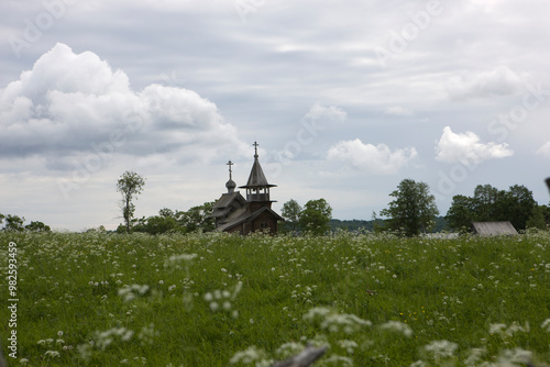 Russia Karelia Kizhi Pogost on a cloudy summer day photo