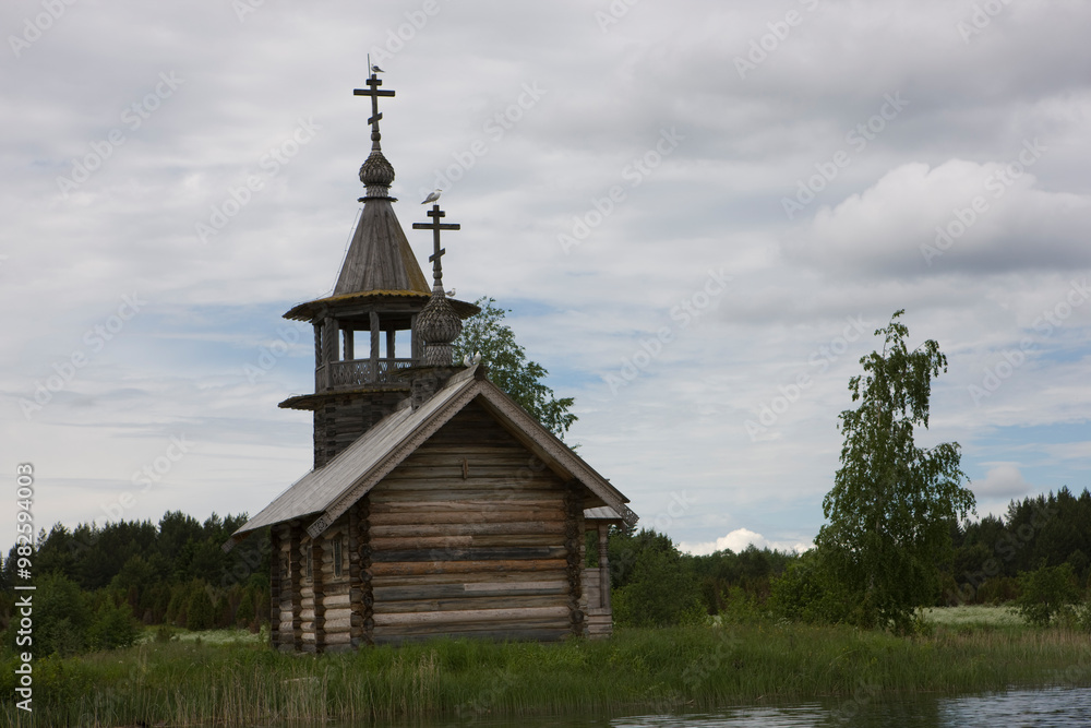 Russia Karelia Kizhi Chapel of Archangel Michael on a cloudy summer day Russia Karelia Kizhi Chapel of Archangel Michael on a cloudy summer day