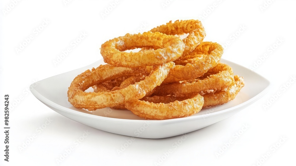 Crispy Onion Rings on a White Plate Crispy Onion Rings on a White Plate