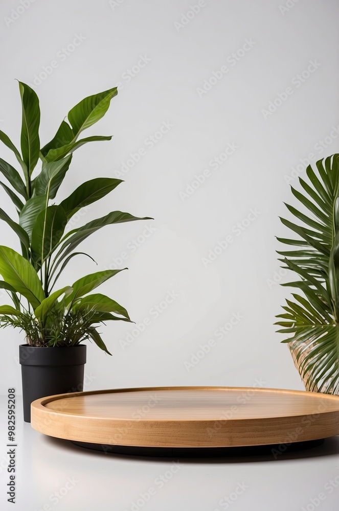 product display podium with tropical leaves. product display podium with tropical leaves.