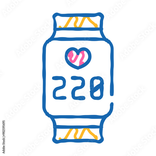 rhythm control watch doodle icon sketch vector. rhythm control watch sign. isolated symbol illustration