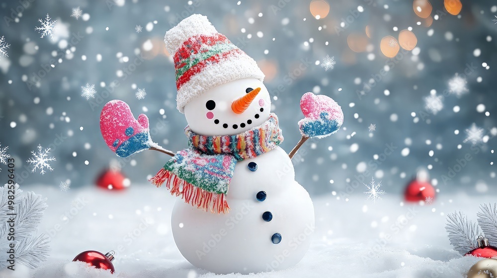 Smiling Snowman in Winter Wonderland Smiling Snowman in Winter Wonderland