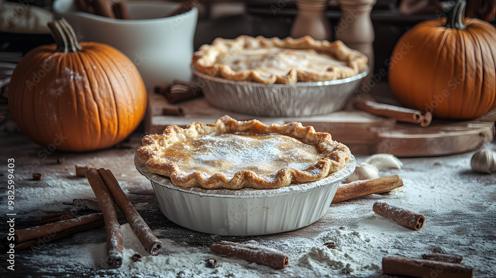 Farmhouse Pumpkin Pies in Kitchen Farmhouse Pumpkin Pies in Kitchen