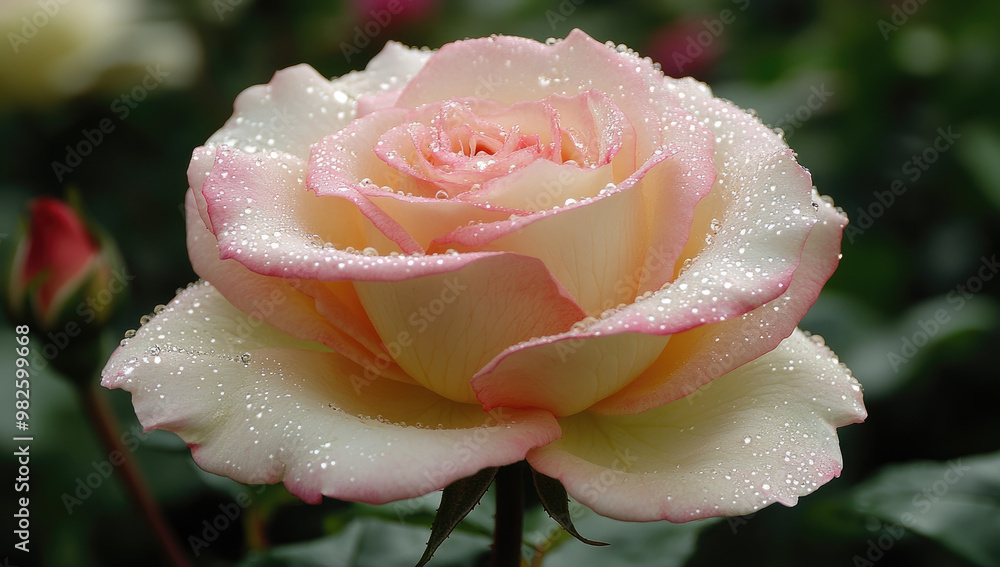 Water drops on pink flower in the garden. Created with Ai Water drops on pink flower in the garden. Created with Ai