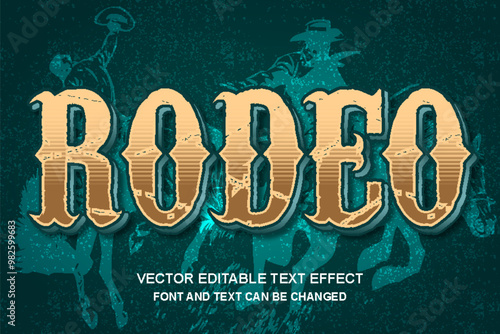 rodeo cowboy western style typography editable text effect grunge texture template design