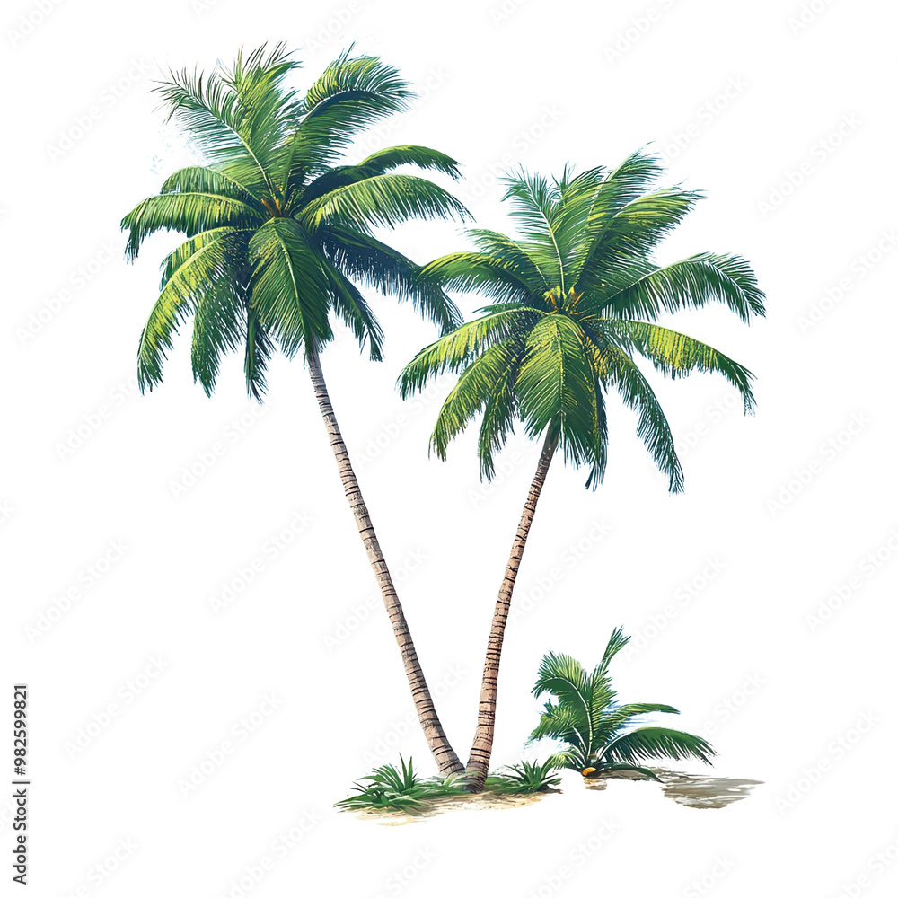 Obraz premium Tropical Palm Trees on a Sandy Beach Landscape