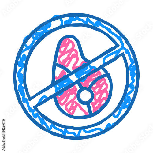 ban on meat doodle icon sketch vector. ban on meat sign. isolated symbol illustration photo