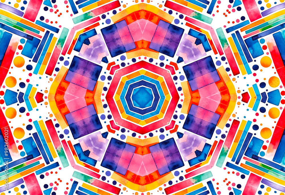 Fototapeta premium White background with bright colorful shapes, abstract pattern
