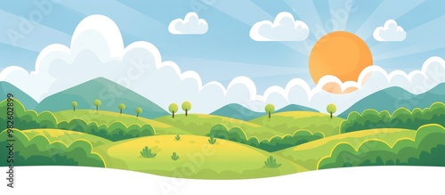 Countryside Landscape At Daytime Clouds And Sun