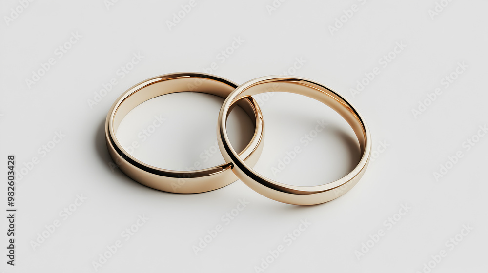 Simple wedding rings on a white background.
Simple wedding rings on a white background.