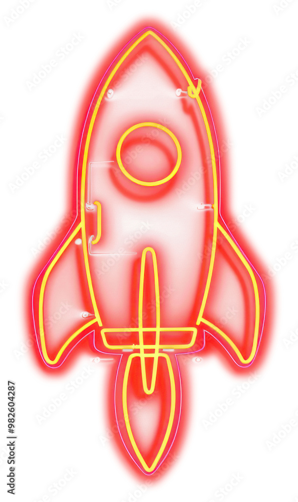 PNG Neon rocket glowing in darkness PNG Neon rocket glowing in darkness