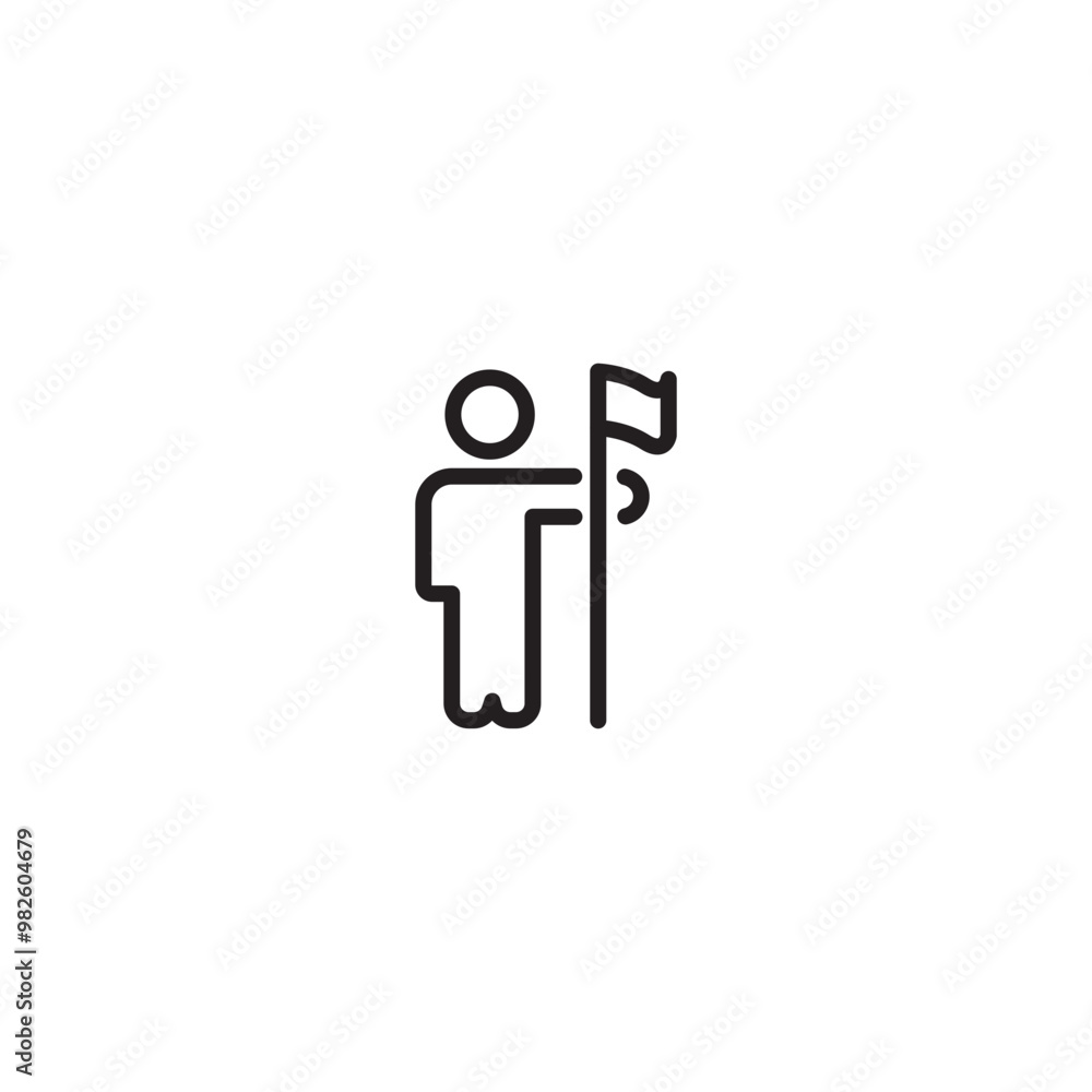 Man holding flag business people icon simple line flat illustration. Editable icon. Man holding flag business people icon simple line flat illustration. Editable icon.