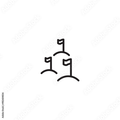 Flag pin isolated icon, flag marker linear icon, golf flag outline vector icon. Editable icon.
