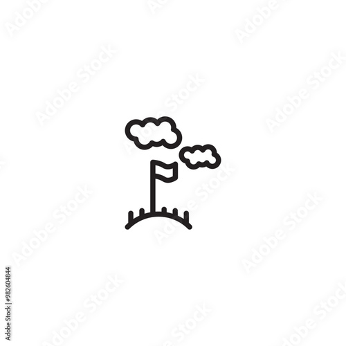 Mini golf icon. Thin linear style design isolated on white background. Golf sunny weather icon. Editable icon.