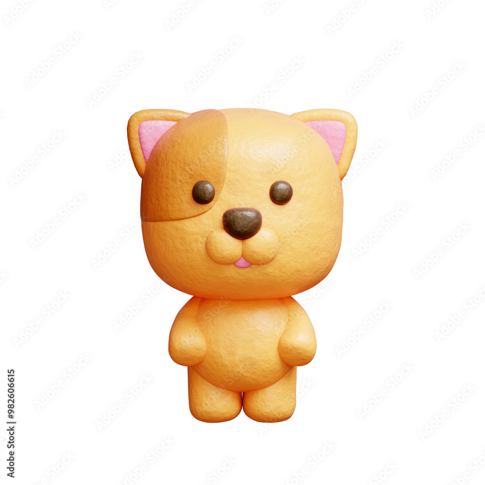3D cute dog standing, Cartoon animal character, 3D rendering. 3D cute dog standing, Cartoon animal character, 3D rendering.