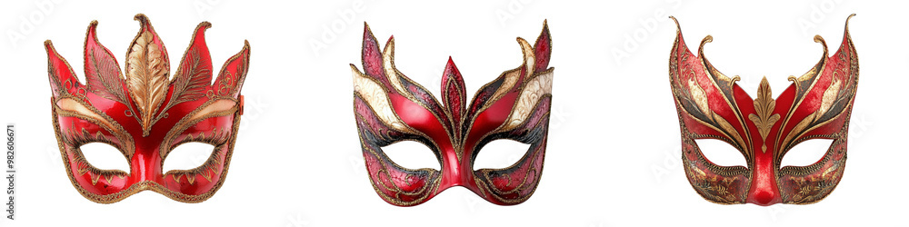 Set of blue carnival mask isolated on white or transparent background Set of blue carnival mask isolated on white or transparent background