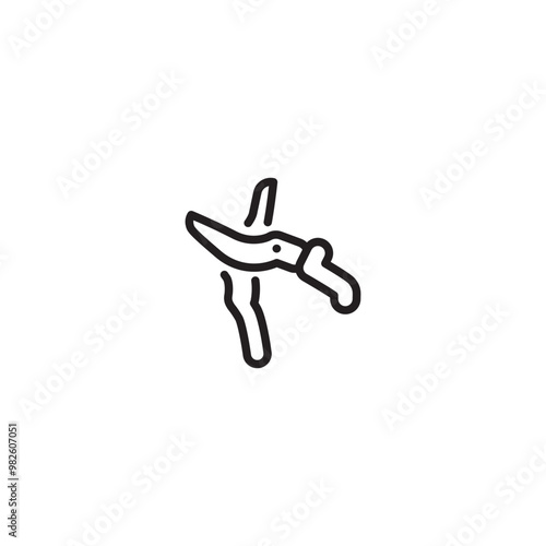 Pruning shears outline concept, secateurs or hand pruners vector icon design, Labor Day Symbol, 1st of May Sign. International Worker. Editable icon.